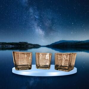 Set of 3 Vintage Clear Glass Candle Holders